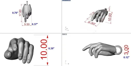 Vista 5 de VERAMEAT Collar de mano de Dios, latón dorado y plata de ley, collar inspirador, anatomía, fe