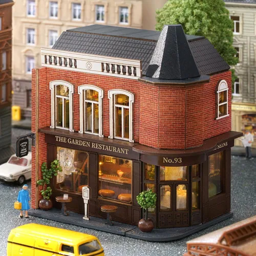 Vista 3 de Kit de Muebles de Casa de Muñecas de Madera en Miniatura DIY, Mini Casa de Muñecas Hecha a Mano con LED, Escala 1:24, Juguetes de Artesanías