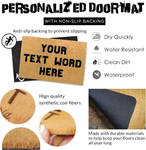 Vista 3 de Tapete personalizado para puerta delantera, patio, entrada, monograma, regalo para inauguración de la casa, bodas, aniversarios, plantilla de diseño