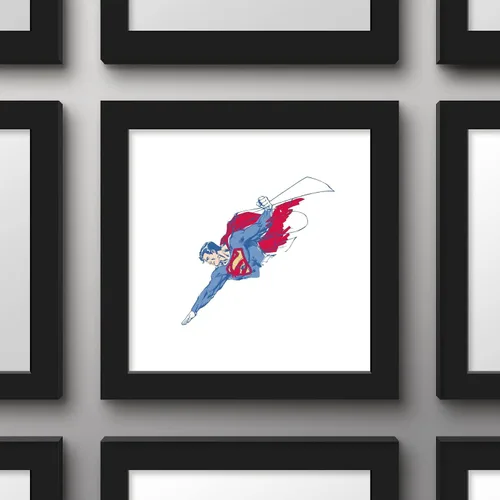 Vista 2 de Trends International Gallery Pops DC Comics Superman - Póster de pared de boceto de torso, 12 x 12 pulgadas, versión enmarcada en negro