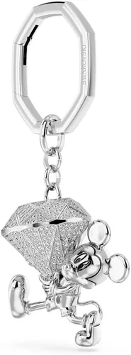 Vista 2 de SWAROVSKI Llavero Disney100, diseño de Mickey Mouse con cristal facetado grande en un acabado rodiado, parte de la colección Disney100, Metal Metal