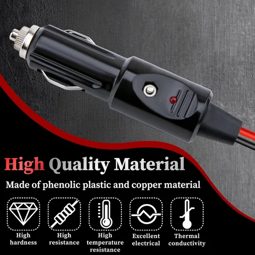 Vista 4 de Enchufe de encendedor de cigarrillos resistente de 12 AWG, cable adaptador de enchufe macho de encendedor de cigarrillos de 10 pies con luces LED