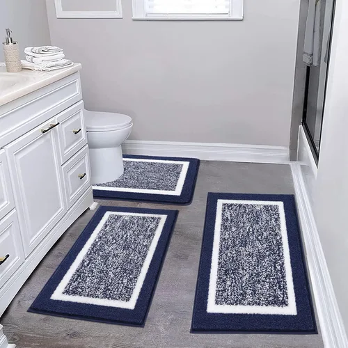 Vista 16 de Pauwer Juego de baño, alfombras de baño antideslizantes, alfombras de ducha absorbentes para suelo de baño, bañera y ducha, color azul aguamarina