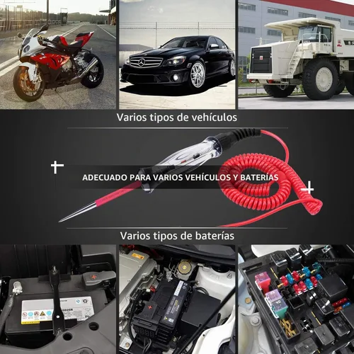 Vista 7 de Probador de circuito automotriz de bombilla LED premium, luz de prueba de 6-24 V con cable de resorte extendido de PU de 135 pulgadas, probador