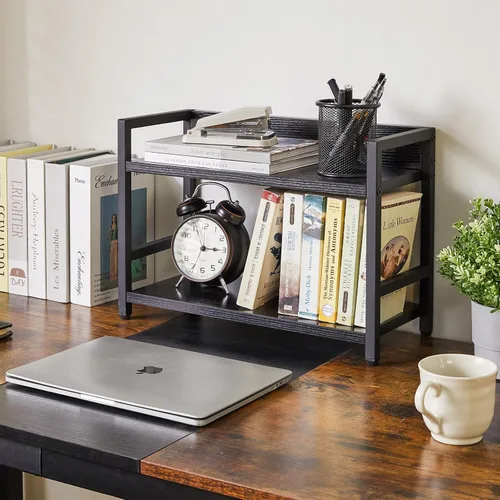 Vista 7 de IBUYKE Estante de especias industrial de 2 niveles, organizador de almacenamiento de escritorio, estante de condimentos de pie para encimera, Negro