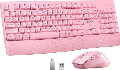 Vista 13 de MEETION Nuevo teclado y ratón inalámbrico, combo de teclado y ratón para computadora, ratón de 3 DPI ajustable, teclado inalámbrico de tamaño Negro
