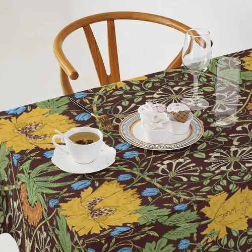 Vista 156 de Mantel Floral Retro de Pájaros, Diseño Original Bohemio William Morris Estampado Cubierta de Mesa para Hogar Picnic Fiesta Comedor Cocina William