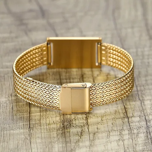 Vista 4 de MNMOOM Gold Medical Alert Bracelets for Men Women Free Custom Engraved Stainless Steel Mesh Medical Bracelets
