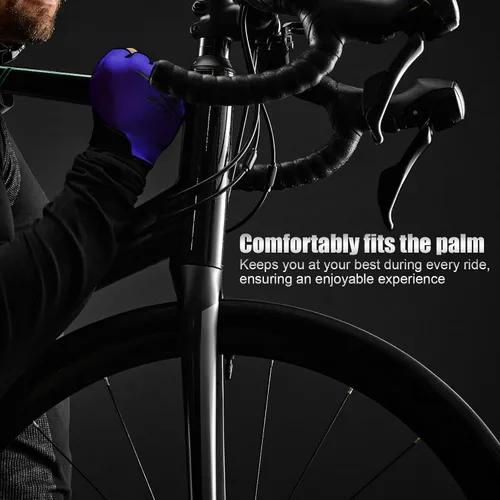Vista 7 de Guantes de ciclismo para hombres y mujeres, guantes de ciclismo de medio dedo, guantes de entrenamiento adecuados para deportes al aire libre