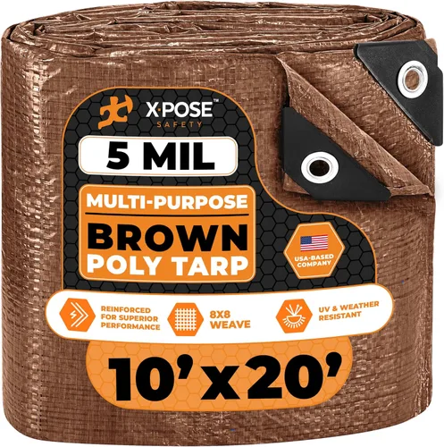Vista 51 de Xpose Safety - Lona de polietileno ligera azul – Funda protectora multiusos, paño de goteo – duradero, impermeable, resistente a la intemperie