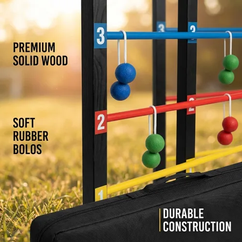 Vista 5 de Bolaball Wooden Ladder Toss Game Set with Carry Bag for Indoor & Outdoor Family Lawn