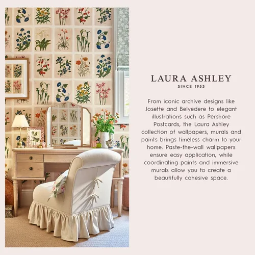 Vista 5 de Laura Ashley Papel pintado blanco nacarado de madera de algodón