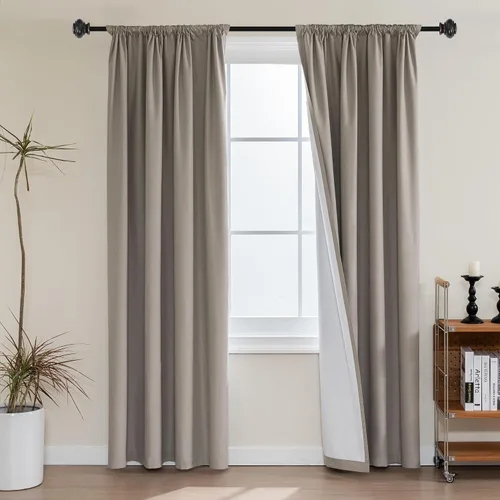 Vista 20 de H.VERSAILTEX Cortinas 100% de opacidad para cocina, con aislamiento térmico, cortinas opacas completas con forro blanco, cortinas de eficiencia
