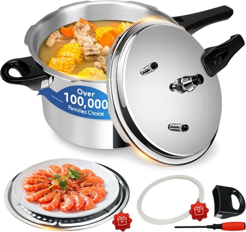 Vista 11 de Olla a presión pequeña de aluminio de 4.22 cuartos de galón/4 litros, mini olla a presión compacta para 2-4 personas, calor uniforme resistente