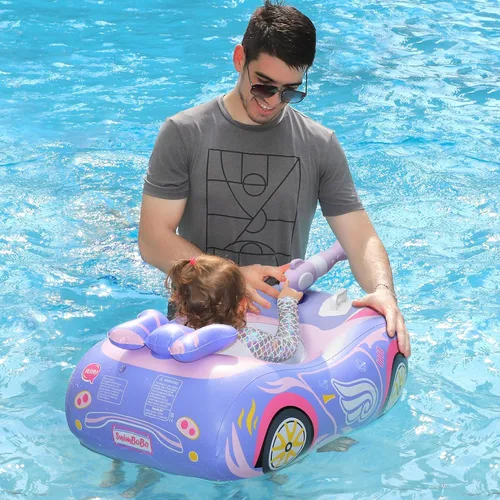 Vista 10 de Swimbobo - Flotador de piscina para niños pequeños con asiento, barco, inflable, avión, piratas, tiburones, coche para niños, juguetes al aire libre