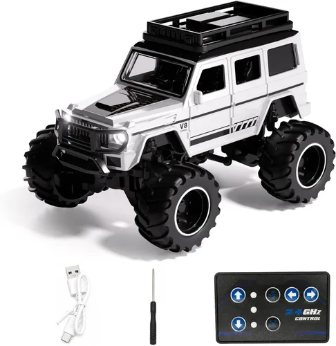 Vista 22 de 1:64 Mini RC Crawler Car, camión de control remoto de aleación con control de aplicación, controlador de 2.4 GHz, 3 modos de velocidad, luces LED