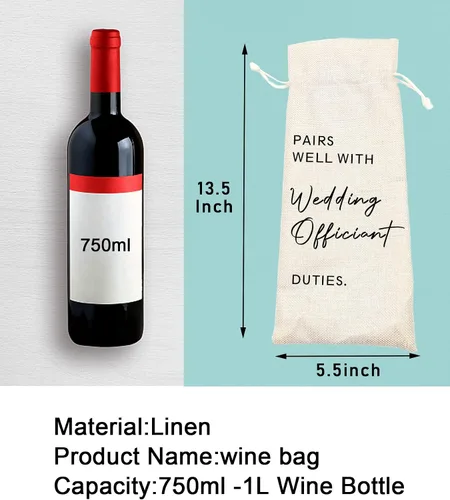 Vista 3 de Socive Regalo oficial de boda, combina bien con bolsa de vino oficial de boda, regalos para pastor, regalo de propuesta para anfitrión, bolsas