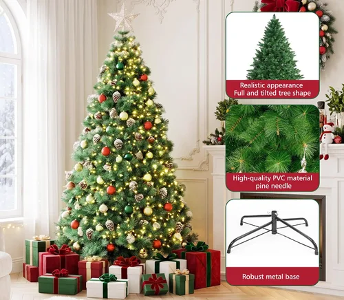 Vista 4 de Christmas Tree, 7.5FT Artificial Xmas Pine Tree for Holiday Décor, Green