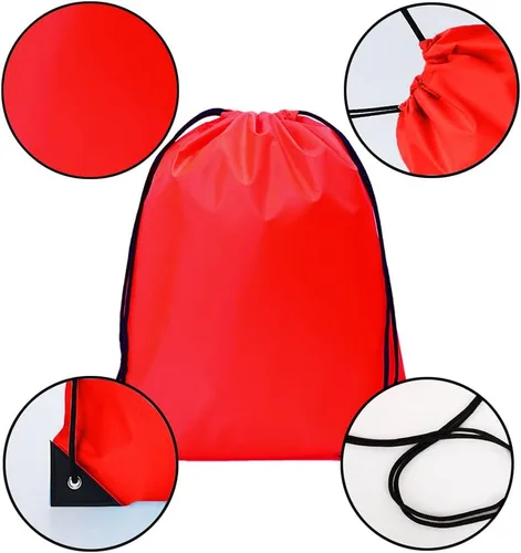 Vista 3 de Mochila con cordón a granel Draw String Bags Cinch Bolsa de poliéster, Rojo -, Classic