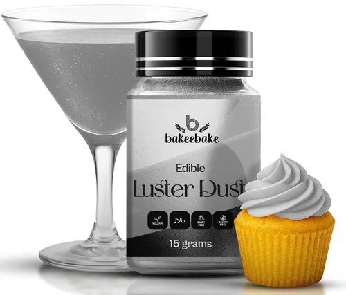Vista 13 de Bakeebake Luster Dust - Juego de 10 colores comestibles de 0.51 onzas cada botella, purpurina comestible para bebidas y postres, polvo comestible