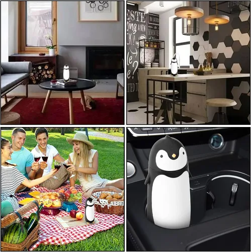 Vista 5 de Termo de acero inoxidable aislado al vacío, diseño de pingüino, taza de viaje, botella de té, agua y café