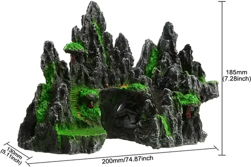 Vista 3 de Saim Decoraciones grandes de roca de acuario, adorno de montaña, puente de cueva de peces, modelo de paisaje acuático para peces dorados, escondite