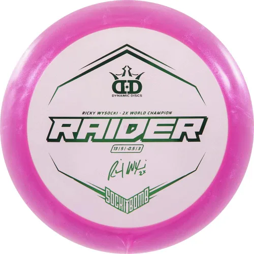 Vista 3 de Dynamic Discs Disco de golf Ricky Wysocki Sockibomb Glimmer Lucid Ice Raider de distancia para conductor de hielo [los colores variarán]