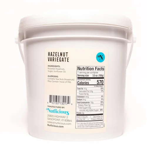 Vista 2 de Variegate de avellana (9 libras), Nutlicious, fabricado en los Estados Unidos, sin aceite de palma, 0.14 oz de proteína. Gourmet Hazelnut Swirl