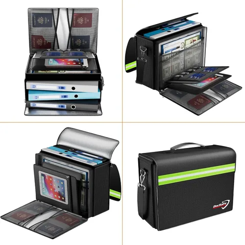 Vista 8 de DocSafe Bolsa de documentos grande ignífuga y resistente al agua de 5200°F con múltiples bolsillos, organizador de almacenamiento de archivos de 17