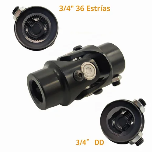 Vista 3 de 3/4" 36 Estrías X 3/4" DD Eje de Dirección Junta U Junta Universal Simple Acoplamiento (Negro, 3-1/4" de Longitud)