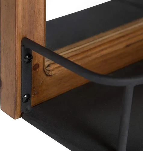 Vista 3 de Kate and Laurel Jackson Casual Farmhouse - Espejo de ventana de madera maciza de 10 pulgadas con estante de metal negro envejecido, 40 x 18