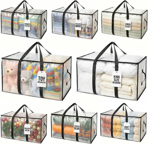 Vista 12 de ClearSpace Bolsas de mudanza o bolsa de almacenamiento de gran tamaño – Cajas grandes para mudanzas con correas de mochila, cremalleras y asas