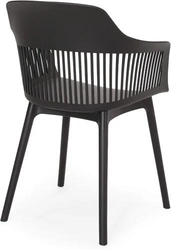 Vista 6 de Christopher Knight Home Silla de comedor al aire libre Ladonna de polipropileno (juego de 2), color negro