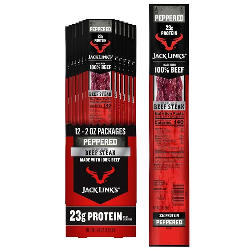 Vista 11 de Jack Link's Carne de Res en Filete, Original - Snacks de Proteína, Snack de Carne con 23g de Proteína, Hecho con 100% Carne, Envase a Granel