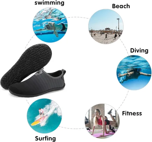 Vista 5 de Spesoul Zapatos acuáticos transpirables de secado rápido para mujer y hombre, calcetines acuáticos suaves para senderismo, natación, playa, surf