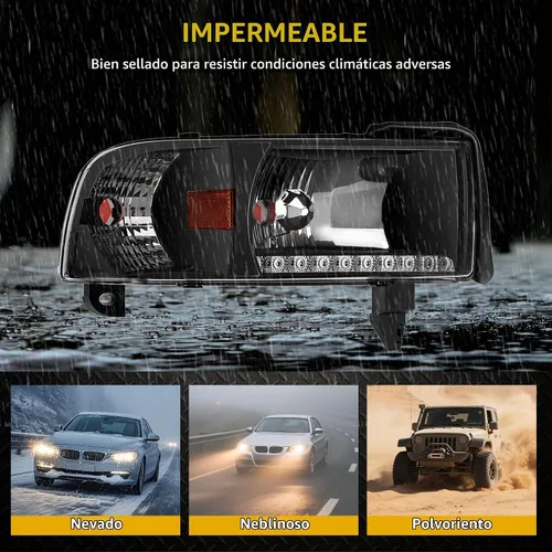Vista 5 de DWVO Conjunto de faros LED DRL compatible con Dodge Ram 1500 1994-2001/Dodge Ram 2500 3500 94-02 de repuesto, carcasa negra Carcasa negra con Drl