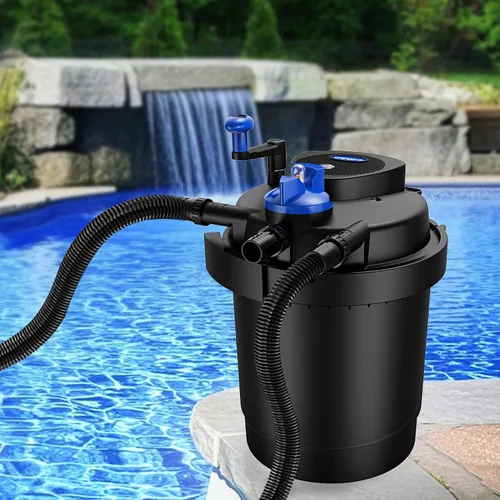 Vista 7 de Filtro biológico de estanque a presión,Filtro de estanque de 1580 GPH con luz de 15 W,Filtro bio presurizado de 6000L para estanque al aire libre