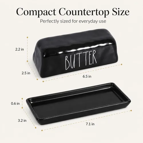 Vista 3 de TP Mantequillera con tapa, soporte para mantequilla de melamina para encimera con cuchillo, recipiente para mantequilla con tapa, irrompible