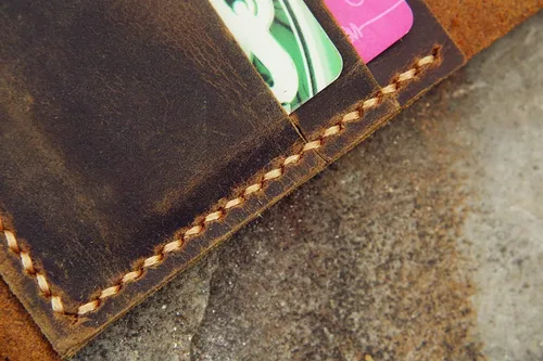 Vista 5 de Genuine Leather Mens Bifold vertical chain Wallet/Men leather biker trucker wallet with zipper pocket -BW005C