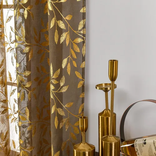 Vista 56 de Deeprove Cortinas traslúcidas color aguamarina y dorado de 63 pulgadas de largo, 2 paneles para decoración de dormitorio, cocina, decoración