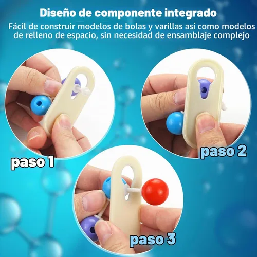 Vista 6 de Kit de modelo de química de 135 piezas, kits de modelo molecular portátil