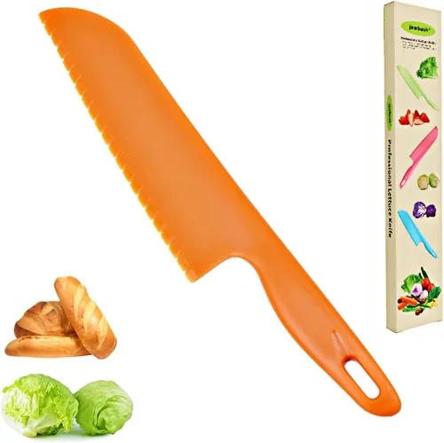 Vista 13 de jawbush Cuchillo de lechuga profesional para evitar que se torne marrón, cuchillo dentado de plástico de 11 pulgadas para verduras, frutas, pan