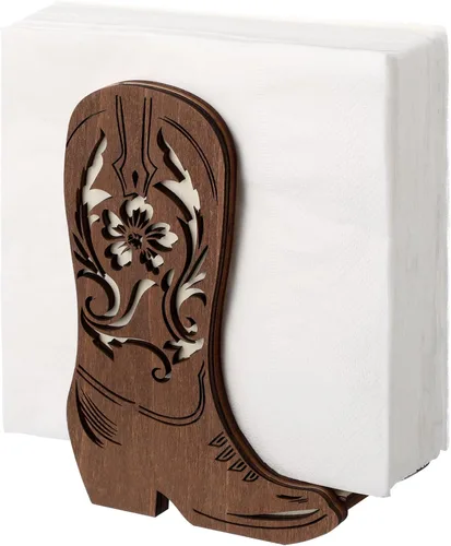 Vista 8 de CroBlissful 1 Pieza Servilletero de Bota de Vaquero Occidental para Mesa Cocina Casa de Campo Dispensador de Servilletas Soporte de Papel Rústico