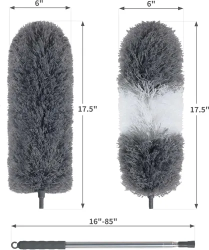 Vista 7 de BOOMJOY Plumero de plumas de microfibra con poste extensible de 100 pulgadas, paquete de 2 plumeros para limpieza de techo, ventilador, muebles
