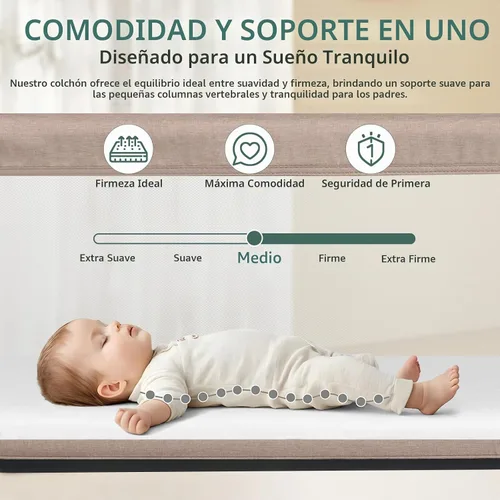 Vista 3 de Cowiewie Moisés Cuna de Noche, Portátil, Transpirable, Moisés Ajustable para Bebé para Noches Tranquilas, Beige