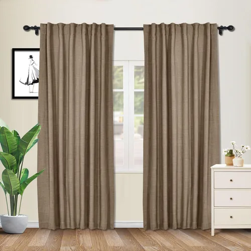 Vista 29 de cololeaf Cortinas de lino naturales de 63 pulgadas de largo, cortinas neutras con bolsillo para barra, pestaña trasera, oscurecimiento de la Aqua