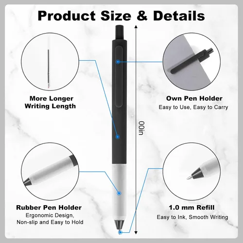 Vista 3 de Bolígrafos a Granel, 30 Piezas Bolígrafos Retráctiles de Punta Media (1.0mm) Bolígrafos de Bola para Escritura Suave Regalos para Mujeres y Hombres