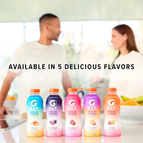 Vista 6 de Gatorade Fit - Bebida con electrolitos, hidratación real saludable, mango tropical, botellas de 16.9 onzas (paquete de 12)