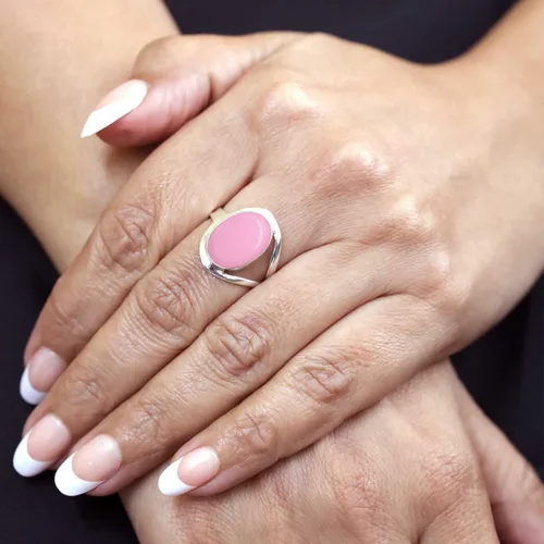 Vista 3 de JEWELOPORIUM - Anillo de plata de ley 925 hecho a mano para mujer, 10 x 14 pulgadas con piedras preciosas ovaladas, joyería para regalo (99021_R)