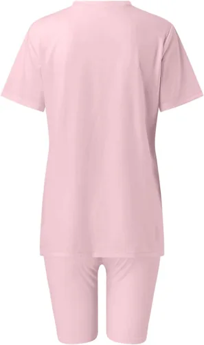 Vista 4 de 2 Piece Outfits for Women Short Sleeve Free Fashion Athletic Yoga Shorts Set Trendy Clothes Essentials Sets Outfits